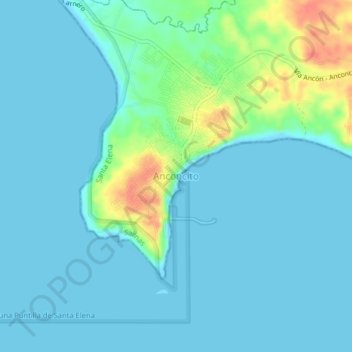 Mapa topográfico Anconcito, altitude, relevo