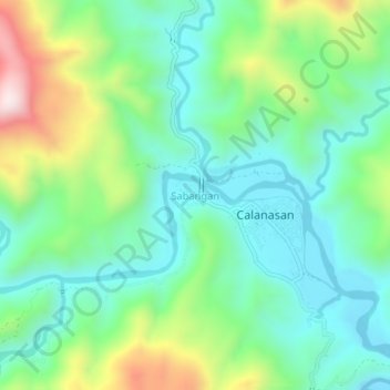 Mapa topográfico Sabangan, altitude, relevo