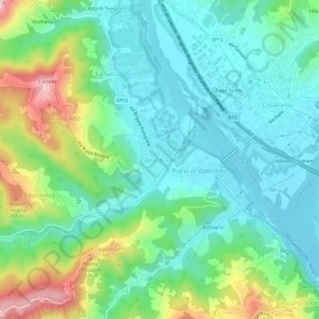 Mapa topográfico Piano di Follo, altitude, relevo