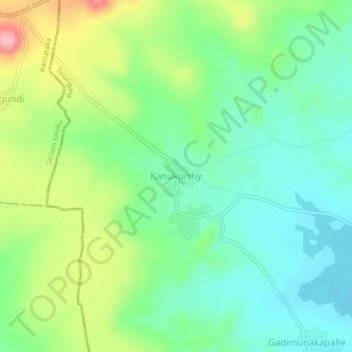 Mapa topográfico Kanukurthy, altitude, relevo