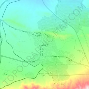 Mapa topográfico Hadishahr, altitude, relevo