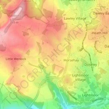 Mapa topográfico Coalmoor, altitude, relevo