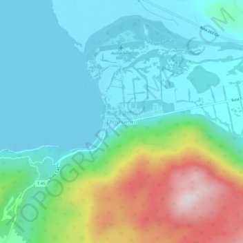 Mapa topográfico Choshuenco, altitude, relevo