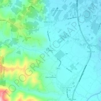 Mapa topográfico Celletta, altitude, relevo