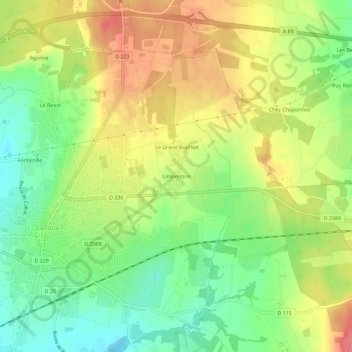 Mapa topográfico Limpentine, altitude, relevo