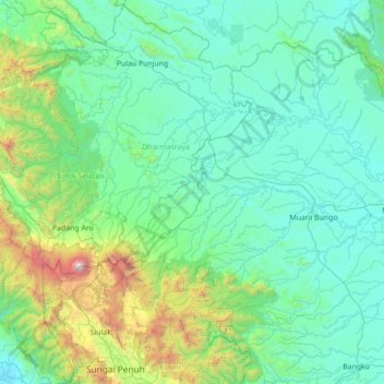 Mapa topográfico Asam Jujuhan, altitude, relevo