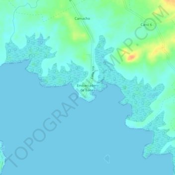 Mapa topográfico Embarcadero de Banes, altitude, relevo