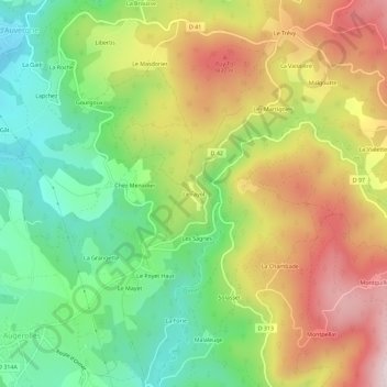 Mapa topográfico Le Fayol, altitude, relevo