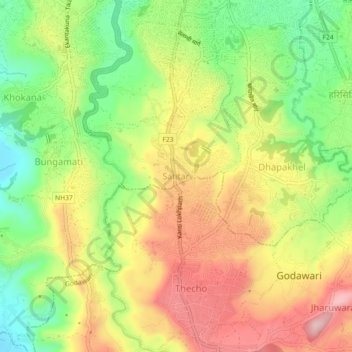 Mapa topográfico Satitar, altitude, relevo