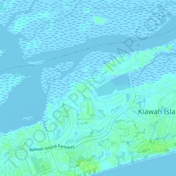 Mapa topográfico Kiawah Island Bass Pond D-3047 Dam, altitude, relevo