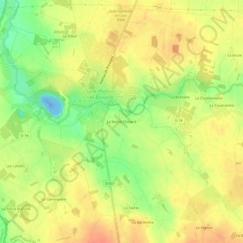 Mapa topográfico La Roche Chotard, altitude, relevo