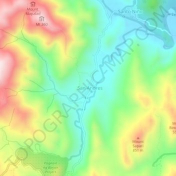 Mapa topográfico San Andres, altitude, relevo