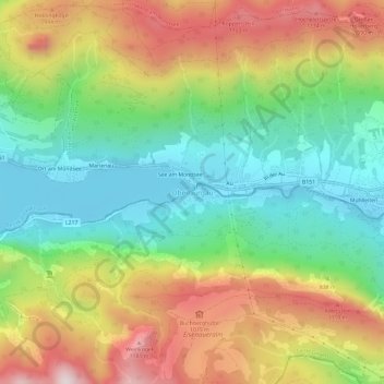 Mapa topográfico Oberburgau, altitude, relevo
