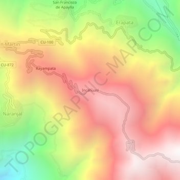 Mapa topográfico Incahuasi, altitude, relevo