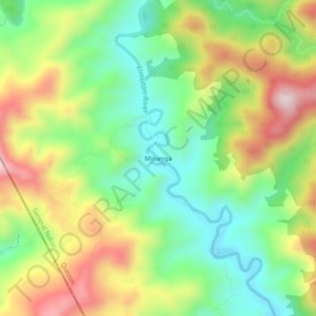 Mapa topográfico Minanga, altitude, relevo