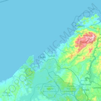 Mapa topográfico Isla Largo Remo, altitude, relevo