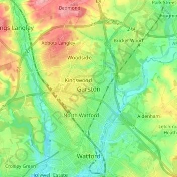 Mapa topográfico Garston, altitude, relevo