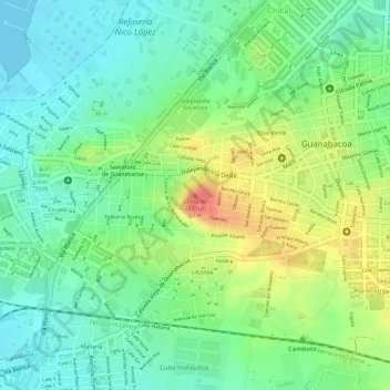 Mapa topográfico Loma de la Cruz, altitude, relevo