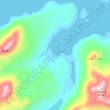 Mapa topográfico Attu, altitude, relevo