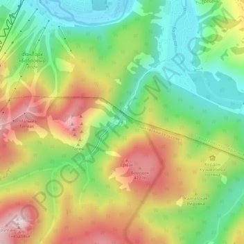 Mapa topográfico Коротенький ложок, altitude, relevo