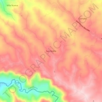 Mapa topográfico San Isidro, altitude, relevo