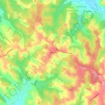 Mapa topográfico Les Lials, altitude, relevo