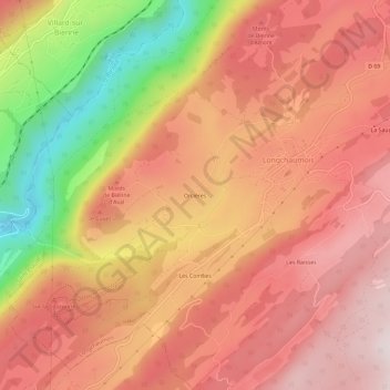 Mapa topográfico Orcières, altitude, relevo