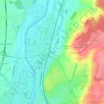 Mapa topográfico Le Marais, altitude, relevo