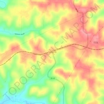 Mapa topográfico Solsberry, altitude, relevo