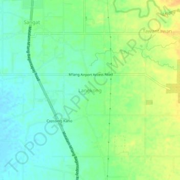 Mapa topográfico Langkong, altitude, relevo