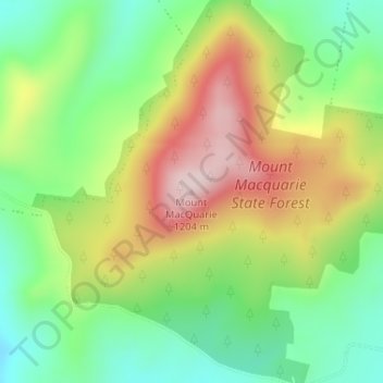 Mapa topográfico Mount MacQuarie, altitude, relevo
