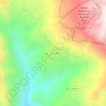 Mapa topográfico San Juan Atitán, altitude, relevo