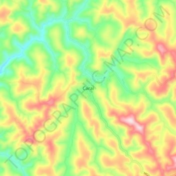Mapa topográfico Caraí, altitude, relevo