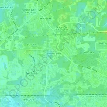 Mapa topográfico Berkeley Square, altitude, relevo