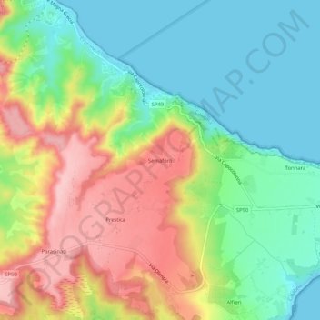 Mapa topográfico Semaforo, altitude, relevo