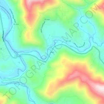 Mapa topográfico Salyer, altitude, relevo