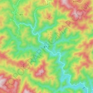 Mapa topográfico 溪下乡, altitude, relevo