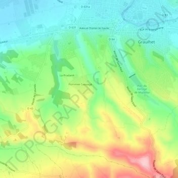 Mapa topográfico Sidobre, altitude, relevo