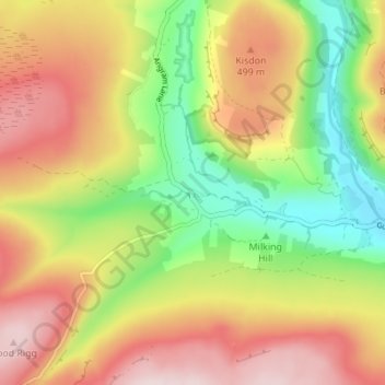 Mapa topográfico Thwaite, altitude, relevo