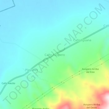 Mapa topográfico Caño Avispero, altitude, relevo