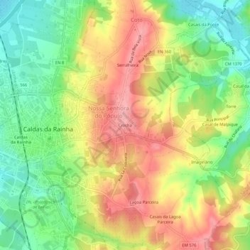 Mapa topográfico Crocha, altitude, relevo