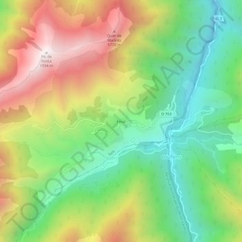 Mapa topográfico Faup, altitude, relevo