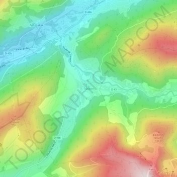 Mapa topográfico Travexin, altitude, relevo