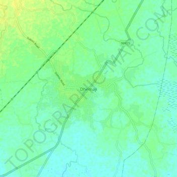 Mapa topográfico Dhemaji, altitude, relevo