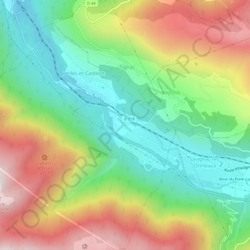 Mapa topográfico Le Castelet, altitude, relevo