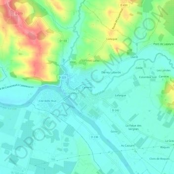 Mapa topográfico Caminel, altitude, relevo