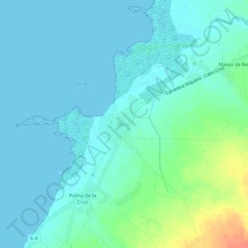 Mapa topográfico Belic, altitude, relevo