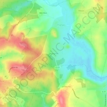 Mapa topográfico Germignon, altitude, relevo