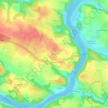 Mapa topográfico Penhap, altitude, relevo