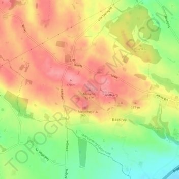 Mapa topográfico Møllehøj, altitude, relevo